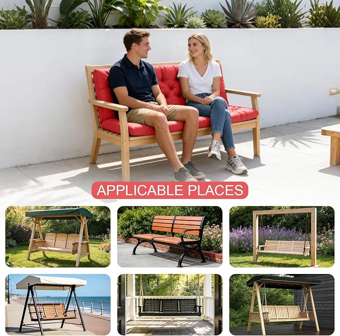 Outdoor Swing Cushions, Porch 3 Seats Swing Cushion Replacement Pad - Image 6
