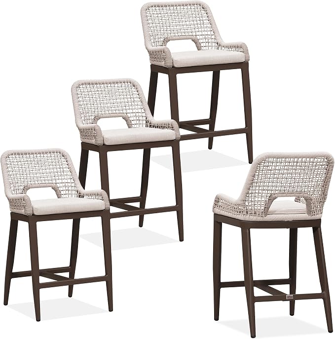 PURPLE LEAF Counter Height Bar Stools Set of 4 Outdoor Bar Chair - Image 3