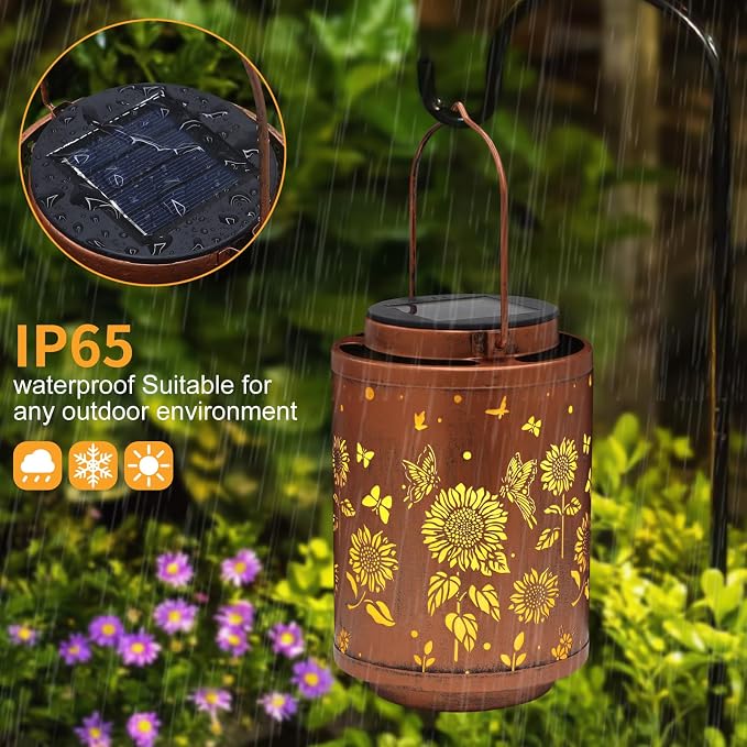 Solar Outdoor Lanterns, Butterflies Garden Decor LED Light Hanging Waterproof - Image 4