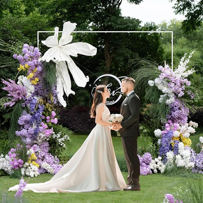 Wokceer Wedding Arch Backdrop Stand Square 7.2 x 7.2 FT White Metal Backdrop - Image 2
