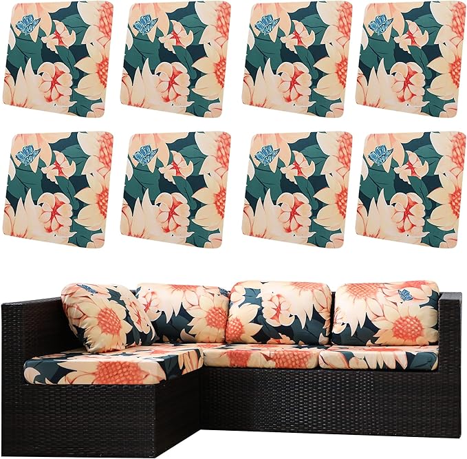 8Pcs Outdoor Cushion Covers, Patio Cushion Covers, Stretch Elastic Slipcovers by dreahoteztil
