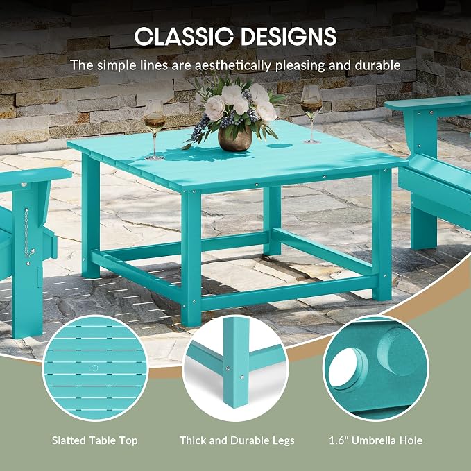 WestinTrends Malibu Low Outdoor HDPE Square Patio Coffee Table - Image 8