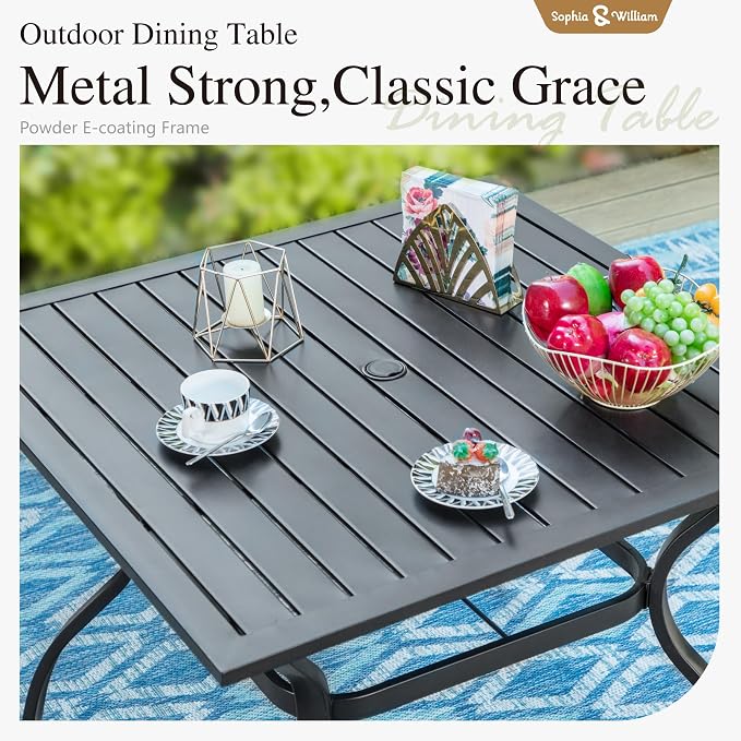 Sophia & William Patio Dining Set 5 Pieces, 4 Stackable Aluminum Textilene - Image 6