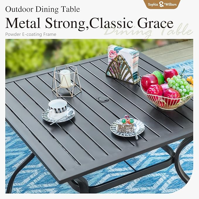 Sophia & William Patio Dining Set 5 Pieces, 4 Stackable Aluminum Textilene - Image 6