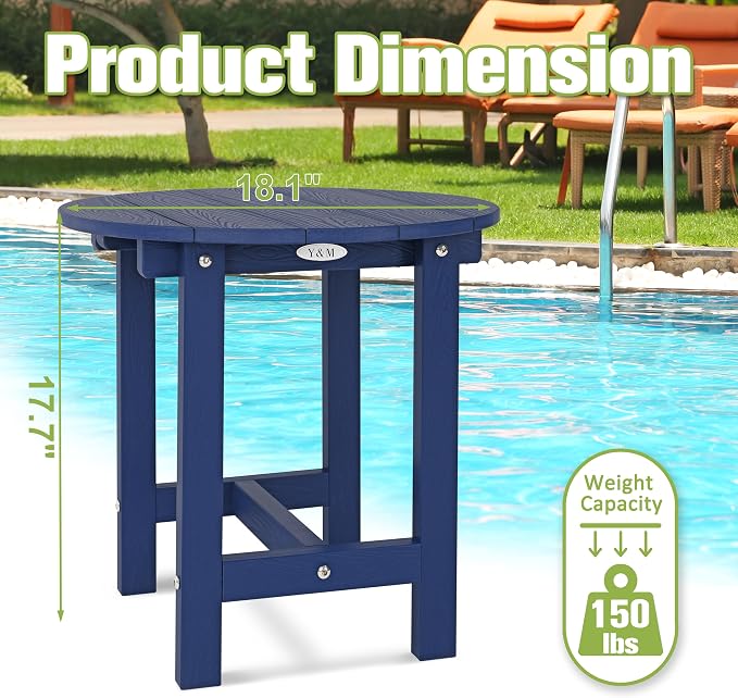 Y&M Outdoor Side Table, Waterproof Four-Legged Round Entryway End Table - Image 5