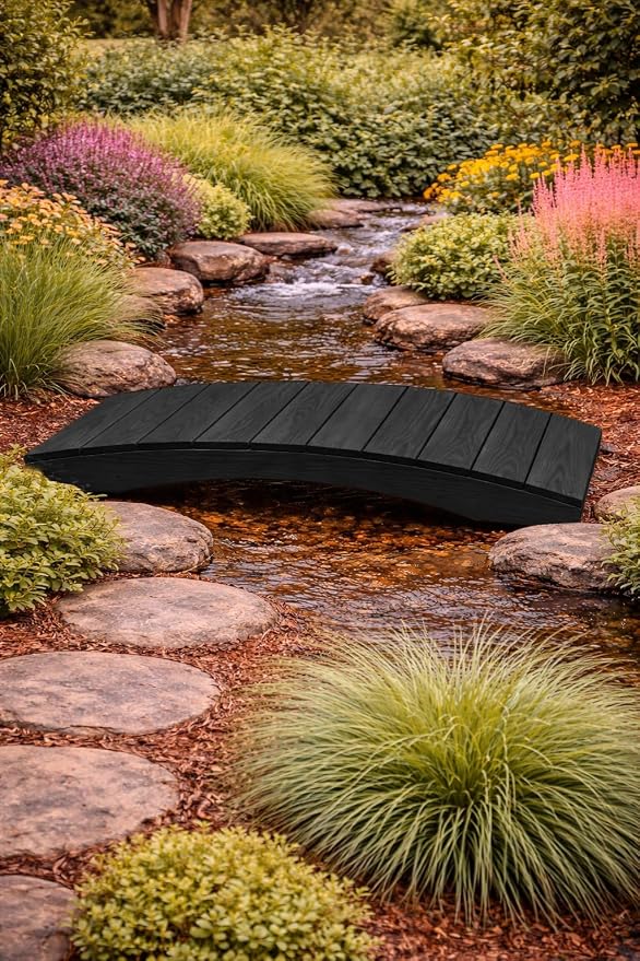 4 FT Black Amish Made Pinewood Heavy Duty Garden Bridge - Image 4