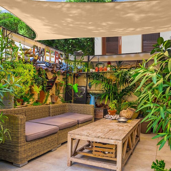 AsterOutdoor Sun Shade Sail Rectangle 16' x 16' UV Block Canopy - Image 9