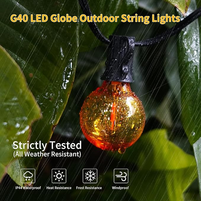 40FT LED Outdoor String Lights Waterproof, G40 LED Globe Outdoor Lights - Image 2