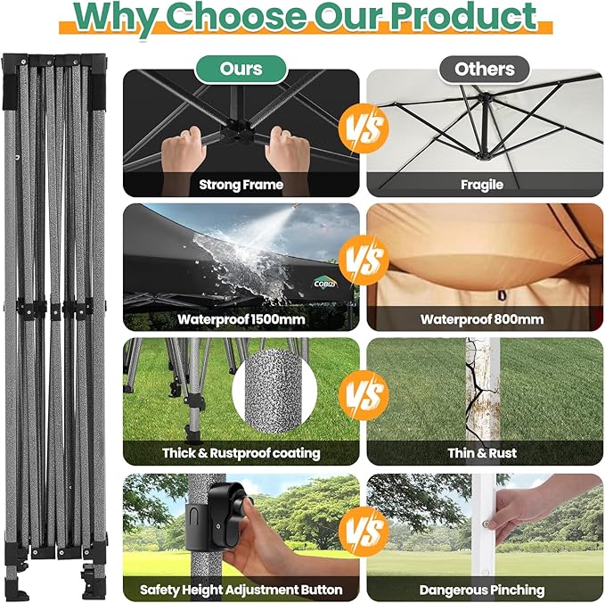 COBIZI 10x15 Heavy Duty Pop up Canopy Tent - Image 5