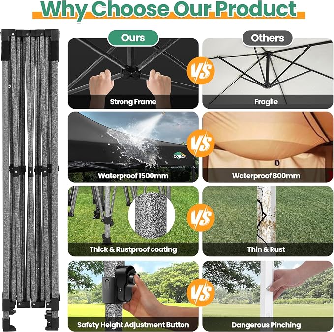 COBIZI 10x15 FT Heavy Duty Pop up Canopy - Image 5