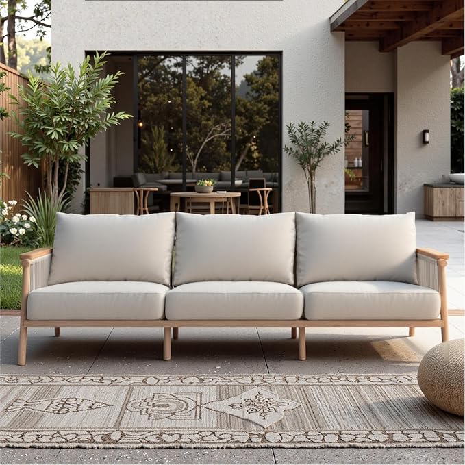 Acanva Modern All-Weather Aluminum Outdoor Patio Sofa - Image 3