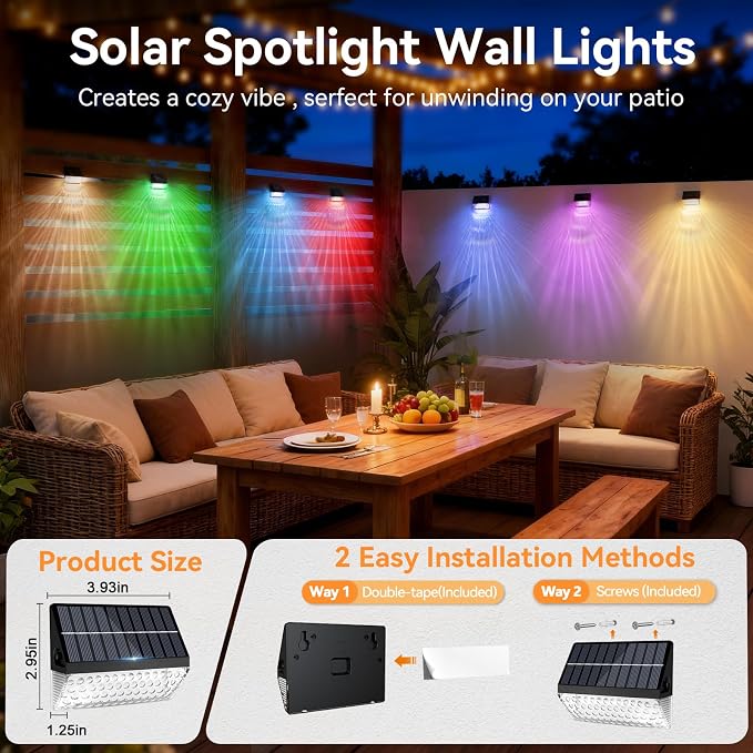 LumiZen Solar Fence Lights 12 Pack, 12 Modes RGB Color Glow LED Solar Lights - Image 7