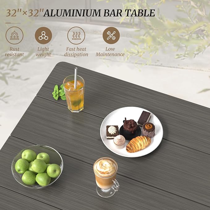 Outdoor Bar Table, Waterproof Aluminum Top, Weather Resistant, Indoor or - Image 4