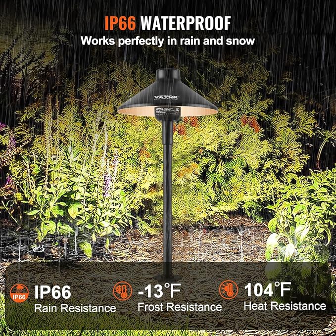 VEVOR 12 Pack Low Voltage Landscape Path Lights, 3W 210LM 12V-24VAC/DC Outdoor - Image 3