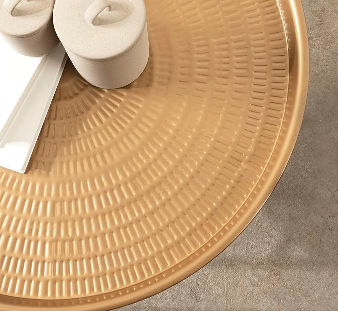 Kate and Laurel Mahdavi Boho-Chic Hammered Metal Tray Coffee Table, Dark Gold - Image 5
