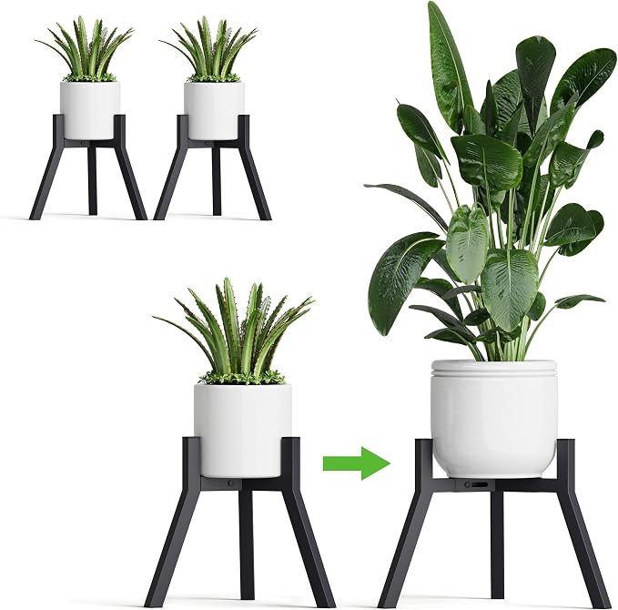 Adjustable Plant Stands Set of 2, Metal Small Plant Holder, Heavy Duty Stable by IRCPEN