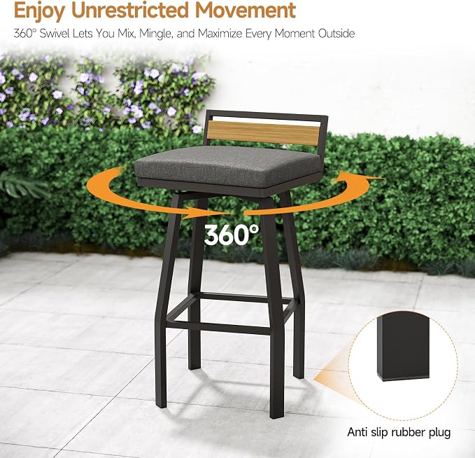 ONBRILL 5-Piece Outdoor Patio Bar Set, Outdoor Bar Table and Chairs Set - Image 4