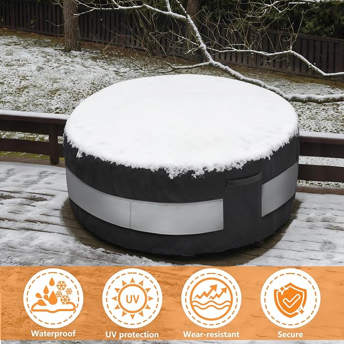 Round Patio Furniture Cover Black Grey Waterproof Up to 10000pa - Image 7