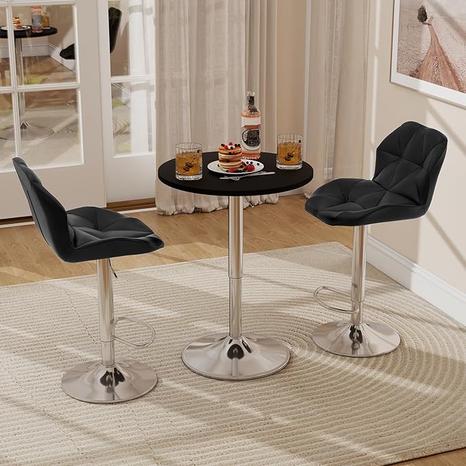 ARTETHYS Bar Chairs Set of 2 PU Leather Barstools Adjustable Height Swivel 360 - Image 2