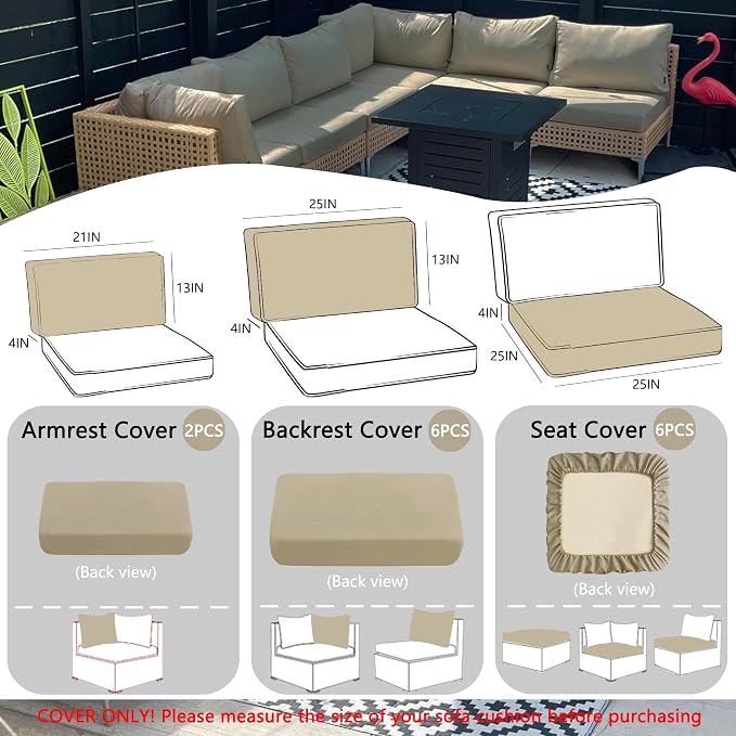 Sqodok Outdoor Cushion Covers 14Pcs Patio Cushion Slipcovers, Replacement - Image 2