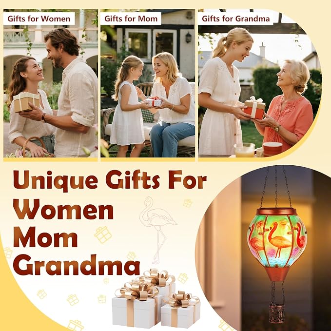 Flamingo Solar Hot Air Balloon Lantern, Outdoor Decor - Image 5