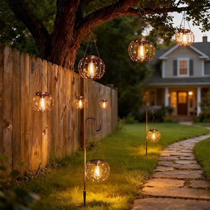 Hanging Solar Lanterns, Solar Lights Outdoor Waterpoof, Solar Chandelier - Image 8