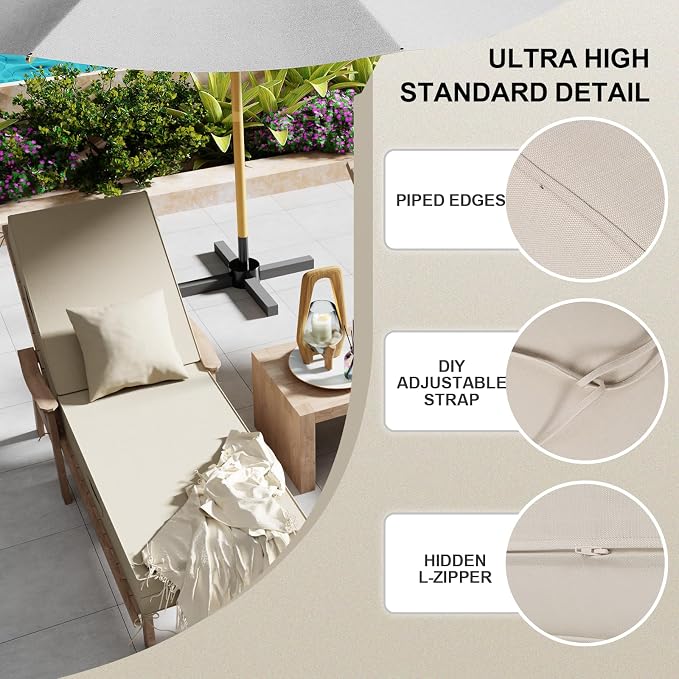 Outdoor Water-Resistant Olefin Chaise Lounge Cushions - Image 7