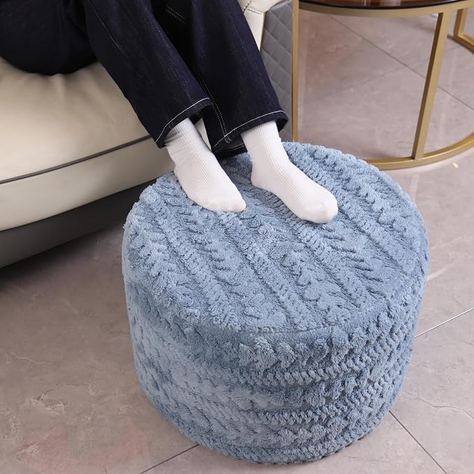 Asuprui Round Footstool Ottoman, 20x14 Inches Multi-Functional Modern Foot Stool - Image 4