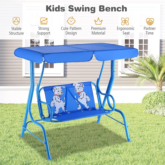 HONEY JOY Kids Patio Swing, 2-Seater Outdoor Porch Swing Lounge Chair, - Image 3