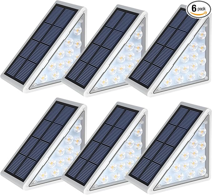 LED Solar Step Lights Waterproof Outdoor Stair Lights, Solar Deck Lights by AUDLES