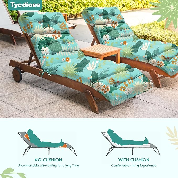 Chaise Lounge Cushions Outdoor Set of 2, 74.4 x 22 x 4.7 Inch Thickened Lounge - Image 6