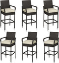 Yaheetech Outdoor Bar Stools Set of 6, Patio Wicker Chairs by Yaheetech