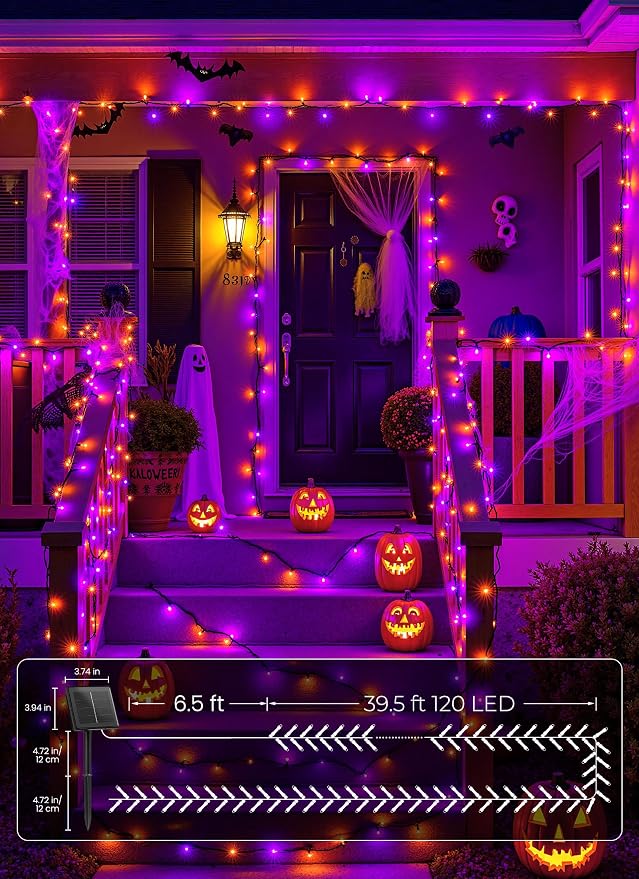 Brightown 4 Pack Solar Halloween String Lights, Total 184FT 480 LED Solar - Image 4