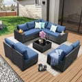 10 Pieces Patio Furniture Set All-Weather Outdoor Wicker Sectional Conversation by JOYURE