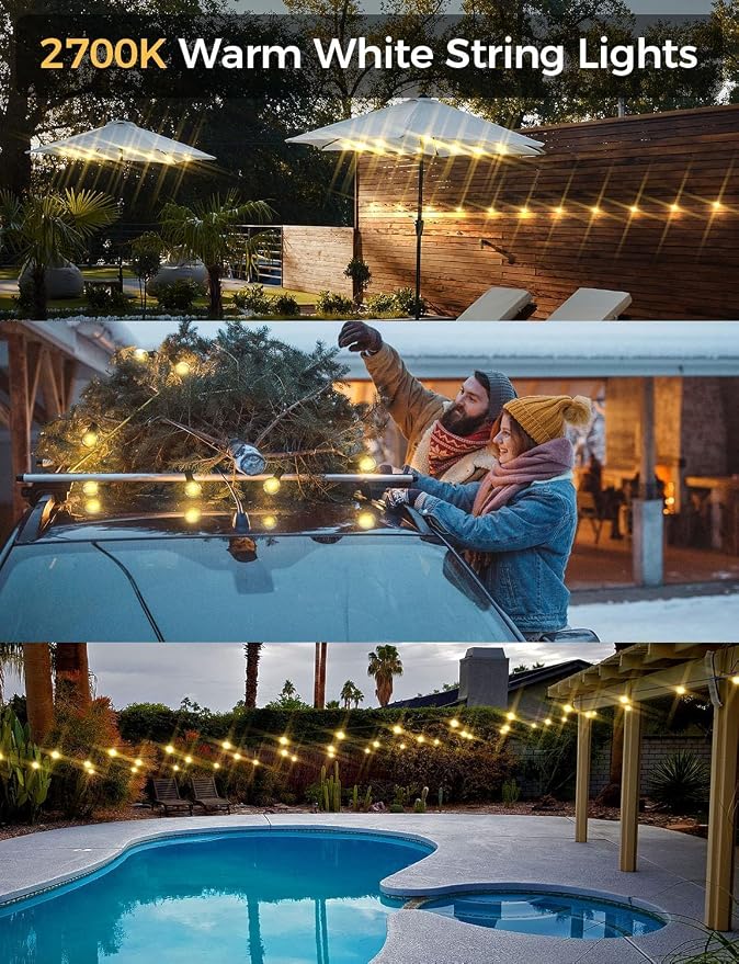 XMCOSY+ Smart Outdoor String Lights, 75Ft G40 Globe Patio Lights - Image 7