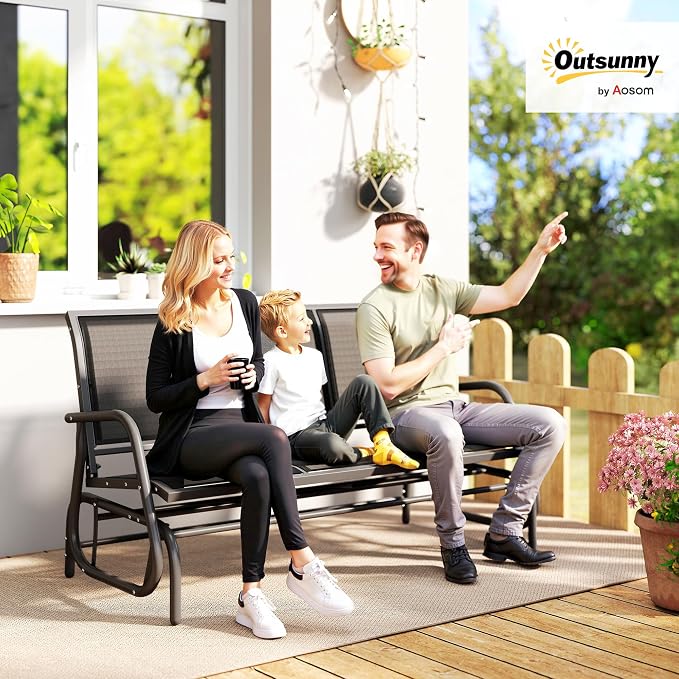Outsunny 3-Person Patio Glider Bench, Outdoor Porch Glider Swing - Image 2