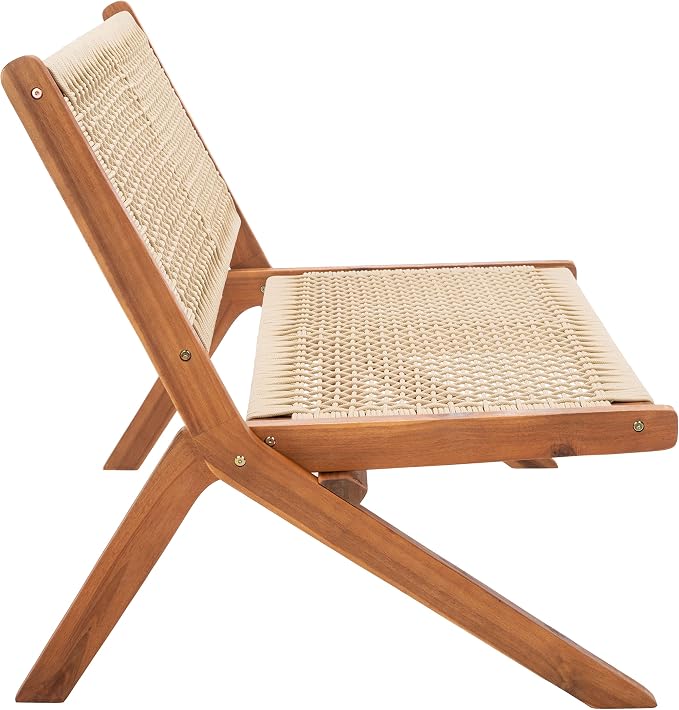 SAFAVIEH Outdoor Collection Kobina Natural Acacia Wood/Natural Rope Foldable - Image 9