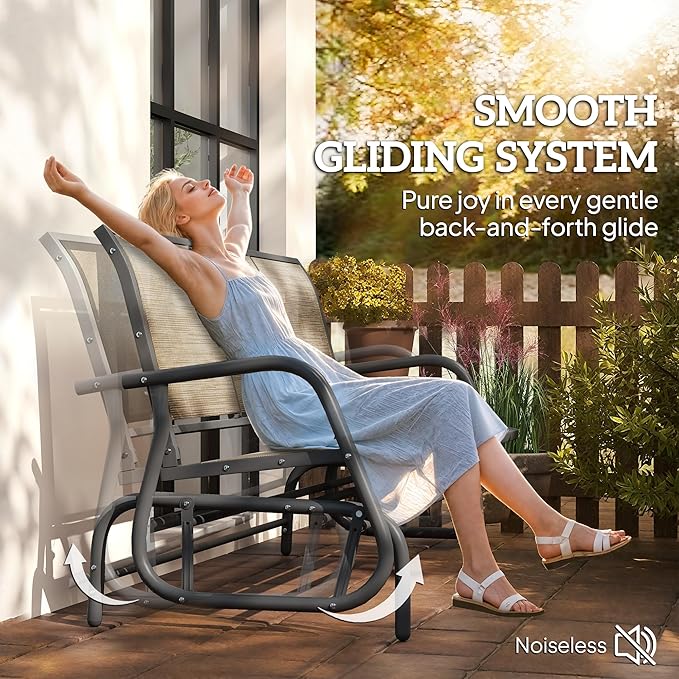 Outsunny 3-Person Patio Glider Bench, Outdoor Porch Glider Swing - Image 4