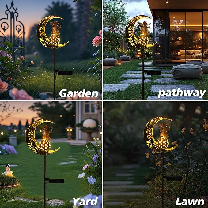 ZKLiLi Christmas Garden Solar Lights Pathway Stake Lights Moon Fairy - Image 6