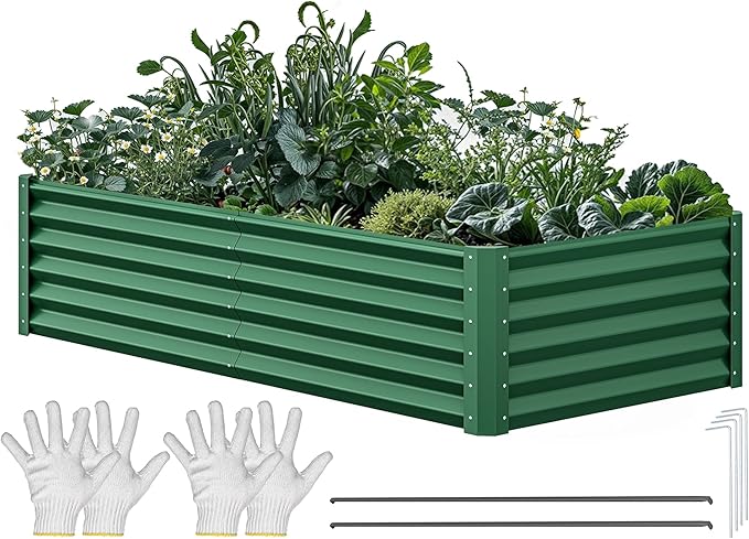 YITAHOME 6x3x1.5ft Large Raised Garden Bed Kit, Galvanized Metal Planter Box by YITAHOME