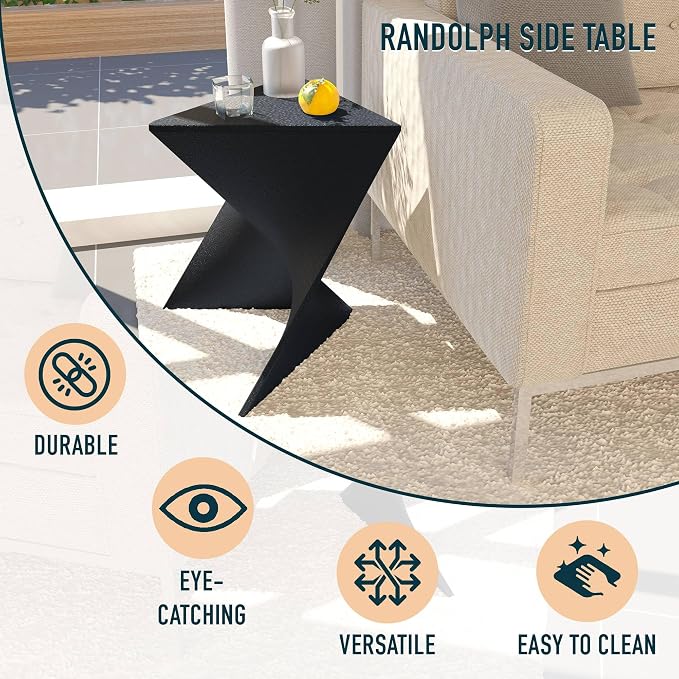 LeisureMod 15.75" Triangular Side Table, Stackable Plastic Accent End Table - Image 4