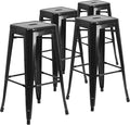 Flash Furniture Lily 4 Pack Commercial Grade 30" High Backless Black Metal by FlashFurniture