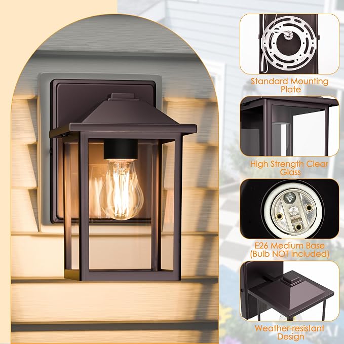 Outdoor Wall Lantern, Exterior Waterproof Wall Sconce Light Fixture, Dark - Image 7