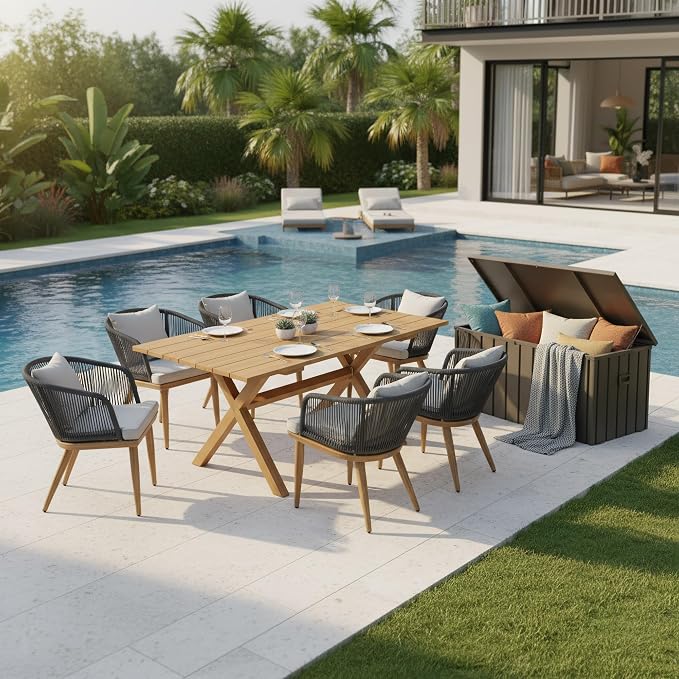 PURPLE LEAF 7 Pieces Patio Dining Set by PURPLELEAF