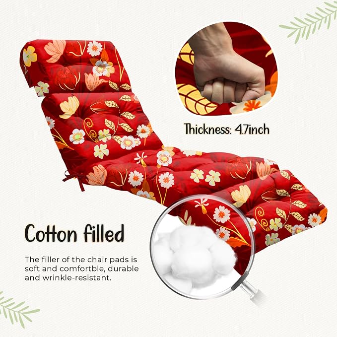 Outdoor Chaise Lounge Chair Cushion 75.1 x 22.8 x 4.7 Inches 100% Waterproof - Image 5