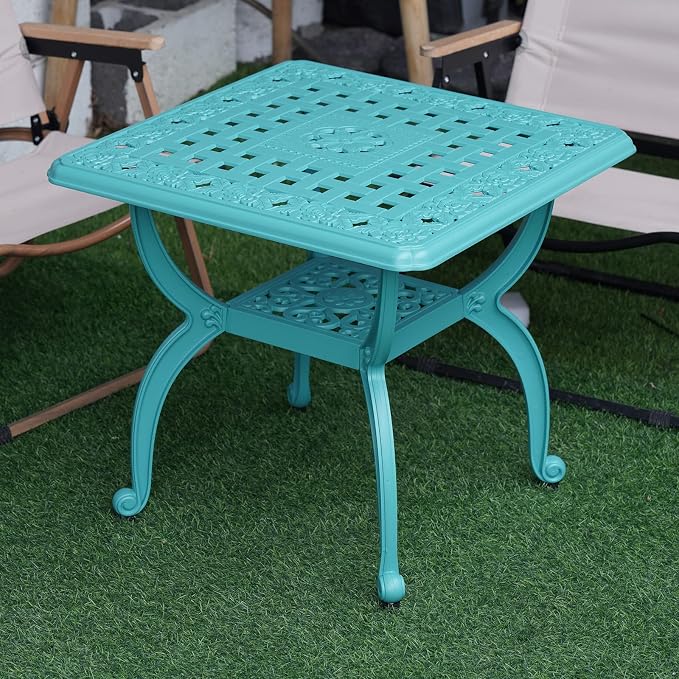 JARDIN DE CENTENNIAL Cast Aluminum Outdoor Side Table, Anti-Rust Outdoor End - Image 7