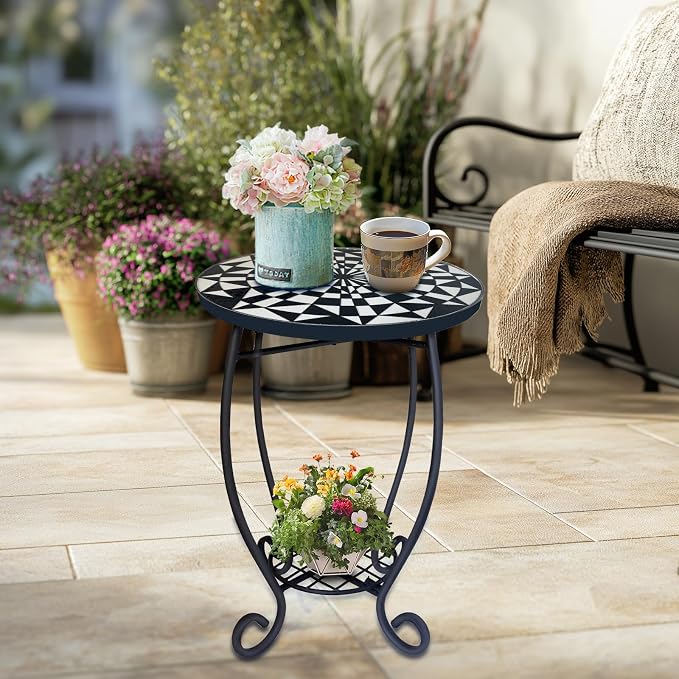 LIFFY Outdoor Side Table, Indoor Small Decorative Plant Stand & End Table - Image 7