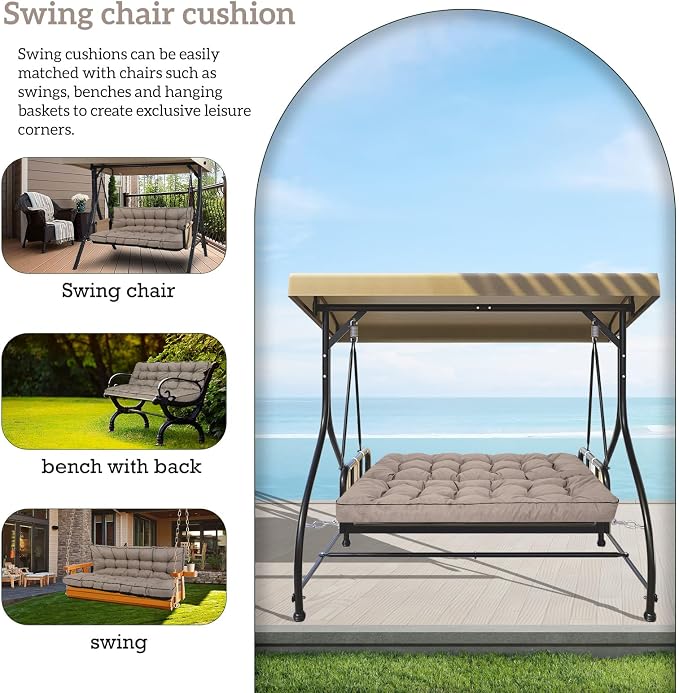 Outside Benches Cushion with Backrest, Thicken Waterproof Swing Cushions 2/3 - Image 3