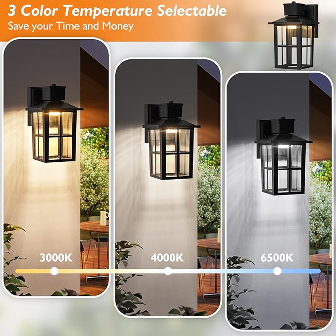 Brightever LED Outdoor Wall Lights, 10W 3000K/4000K/6500K Selectable, 800LM - Image 4