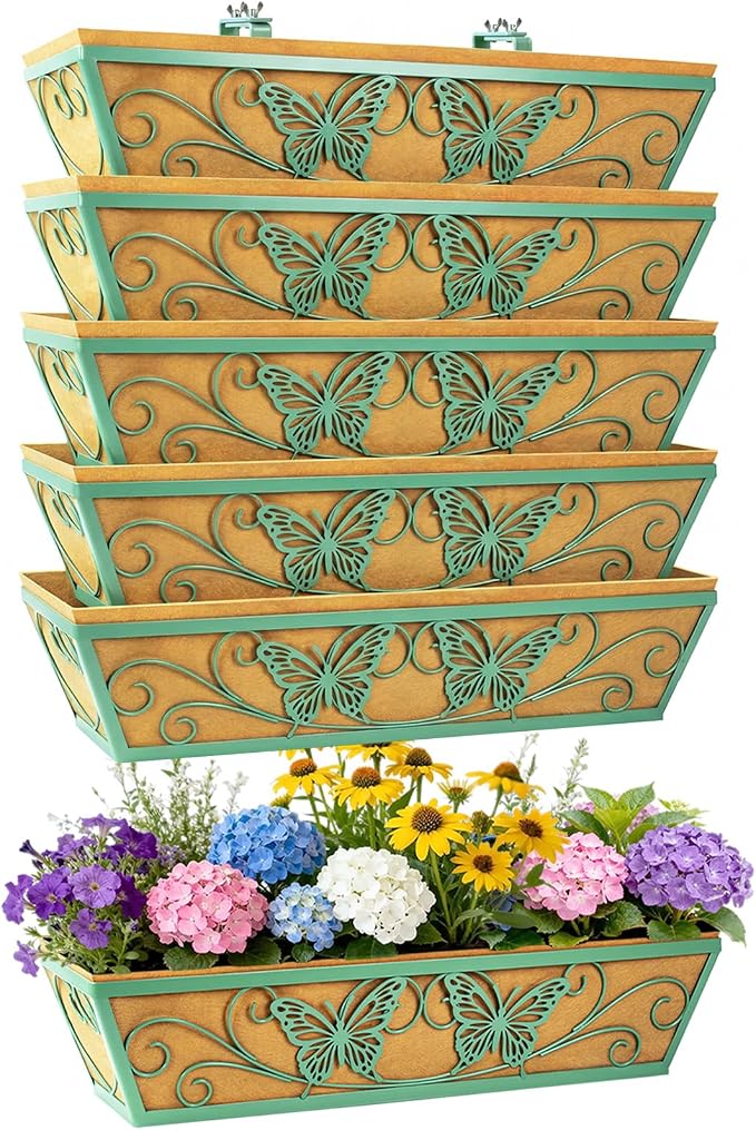 6 Pack 24 Inch Window Boxes Planter Railing Planters Box by KarlliuHOMEGARDEN